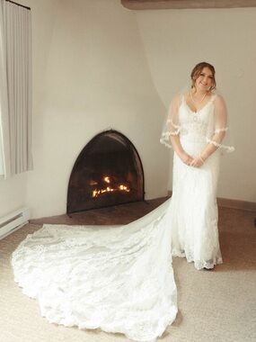 Preserved Martin Thornburg “Marissa” wedding dress + custom veil + fur shawl